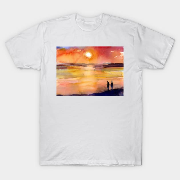 Sunset - Sunrise - Reflection - People T-Shirt by dfrdesign